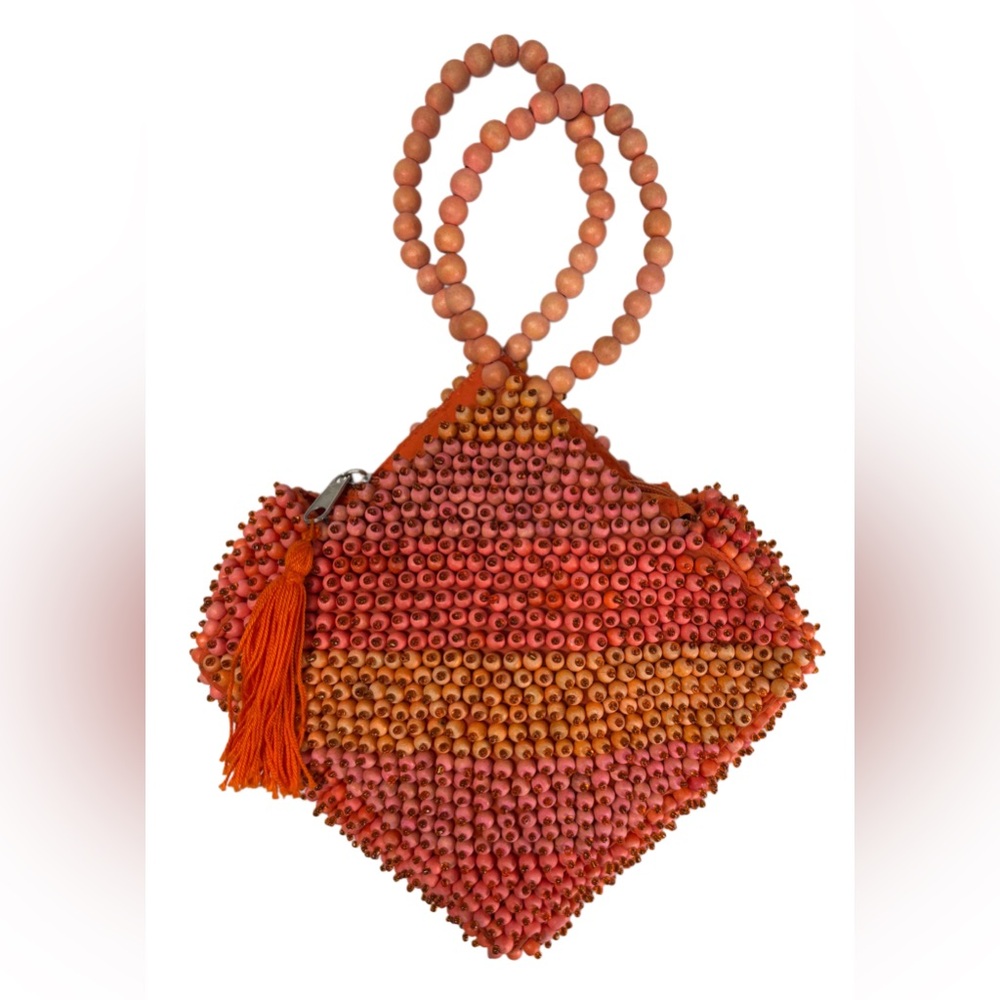 Handcrafted Beaded Orange and Pink Bag